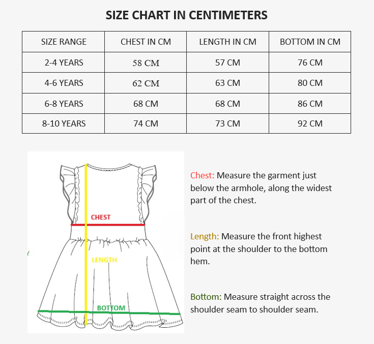 Printed Sleeveless Knit  Dress Size Chart