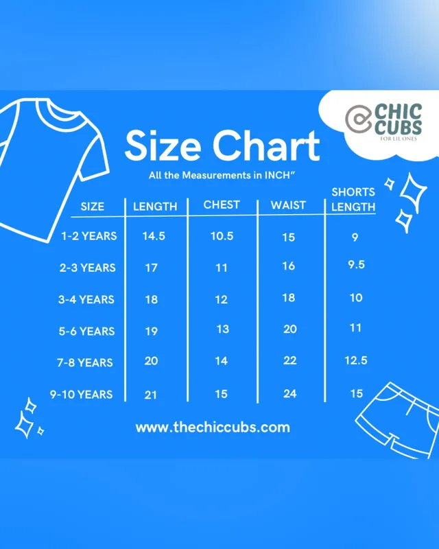 SPACE THEME FULL SLEEVE PANT SET Size Chart