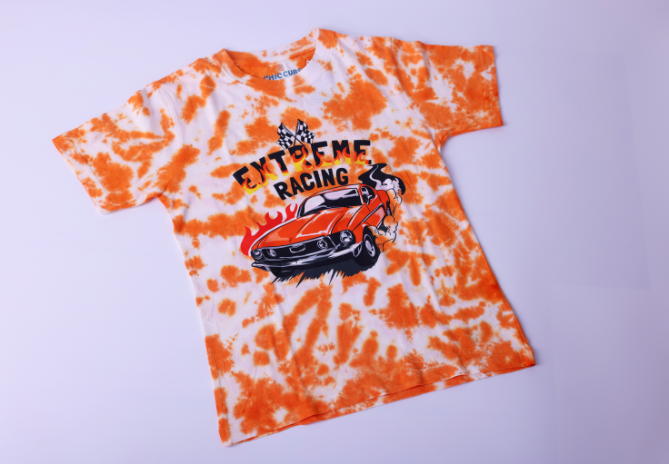 Racing Tie and Dye T-shirt - ORANGE COLOR